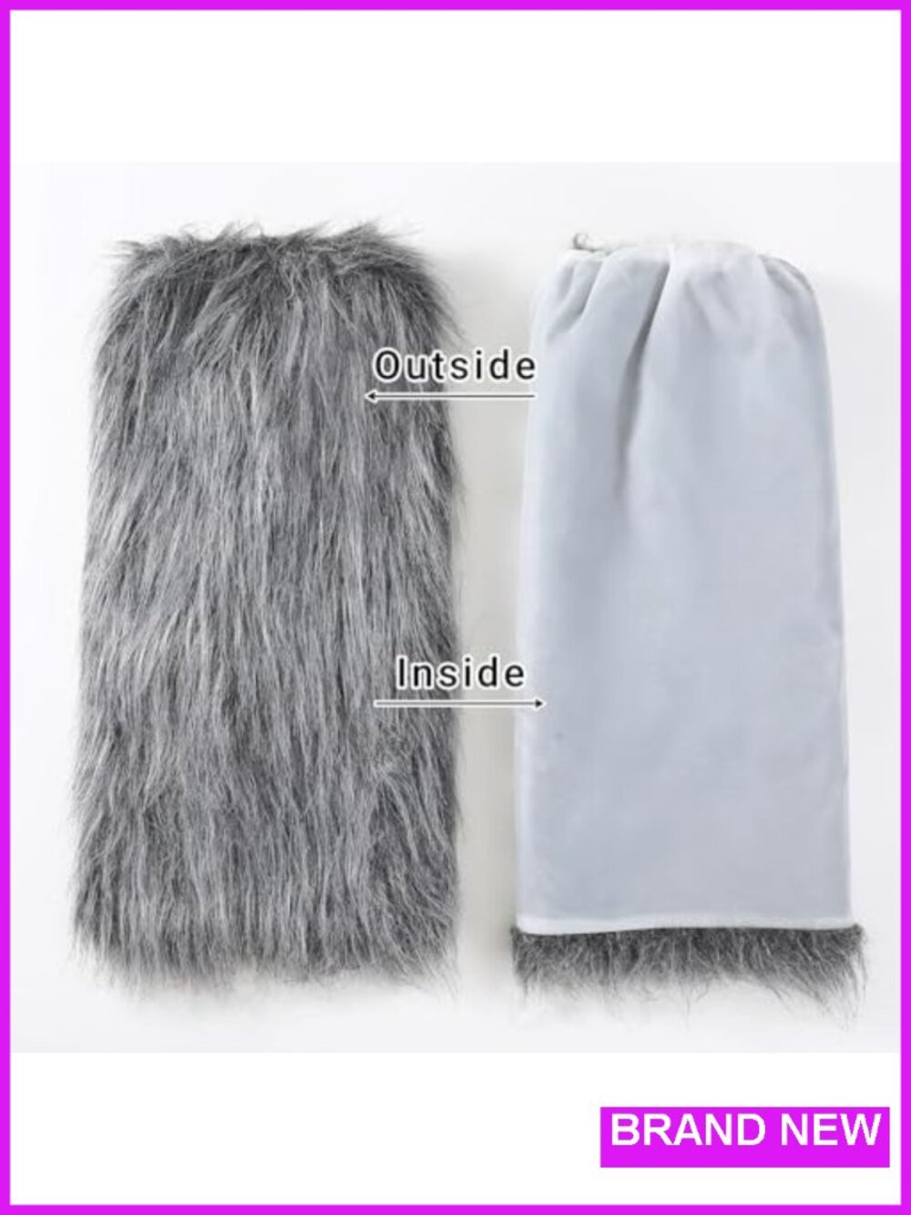 Faux Fur Fluffy Leg Warmers Fuzzy Long Boot Covers for Winter Costume - Picture 3 of 5
